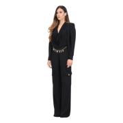 Elisabetta Franchi Elegant Svart Jumpsuit med Charms Bälte Black, Dam