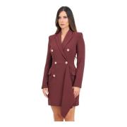 Elisabetta Franchi Burgundy Kort Klänning med Rynkad Drapering Brown, ...