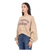 Elisabetta Franchi Brun Crew Neck Sweatshirt med Logo Broderi Brown, D...