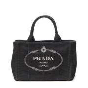 Prada Vintage Pre-owned Canvas totevskor Black, Dam