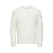 Selected Homme Masei ribbad stickad tröja White, Herr