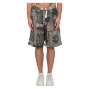 White Sand Bandanna Linne Shorts för Män Black, Herr