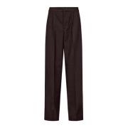 Copenhagen Muse Pinstripe Straight Leg Tailor Byxor Kaffe Brown, Dam