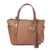 Michael Kors Sullivan Saffiano Läder Väska med Sidofickor Brown, Dam