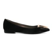 Roberto Festa Svarta Velvet Ballet Flats med Spänne Black, Dam