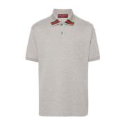 Gucci Grå Polo Skjorta med Web Stripe Trim Gray, Herr