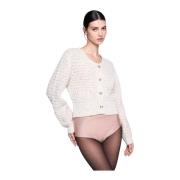 Silvian Heach Stickad crop cardigan Beige, Dam