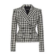 Dolce & Gabbana Rutig Dubbelknäppt Ull Blazer Gray, Dam