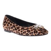 Baldinini Ballerina pump in leopard-print pony skin Multicolor, Dam