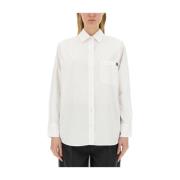 Maison Kitsuné Logoskjorta i Bomull Casual Fit White, Dam