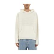 MM6 Maison Margiela Logo Jersey Cropped Fit Hoodie Beige, Herr