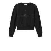 Gaëlle Paris Svart Bomulls Sweatshirt med Logotyptryck Black, Dam