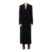 Dries Van Noten Elegant dubbelknäppt ullrock Black, Dam