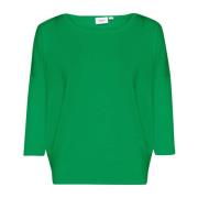 Saint Tropez Djup Mint R-Neck Pullover Tröja Green, Dam