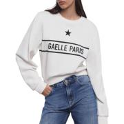 Gaëlle Paris Beige Sweatshirt med Rhinestone Logo Beige, Dam