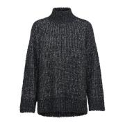 Karen by Simonsen Mjuk Turtlenecktröja med Boxig Passform Black, Dam