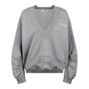 The Attico Logo-gummibelagd bomulls sweatshirt med V-ringning Gray, Da...