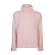 Le Tricot Perugia Rosa Turtleneck Stickad Sweatshirt Aw24 Pink, Dam