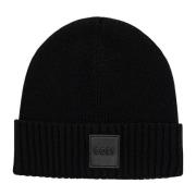 Hugo Boss Svart ullbeanie mössa Black, Herr