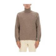 Ermenegildo Zegna Lyxigt Turtleneck Stickat för Män Beige, Herr