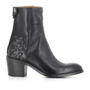 Alberto Fasciani Svarta läderstudded ankelboots Black, Dam