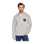 Emporio Armani Zip Hoodie med Logo Patch Gray, Herr