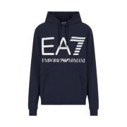 Emporio Armani EA7 Marinblå Hoodie med Frontlogo Blue, Herr