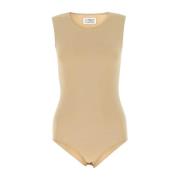 Maison Margiela Rosa Stretch Viscose Bodysuit Pink, Dam