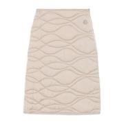 Moncler Beige Quiltad Kjol med Appliqué Logo Beige, Dam