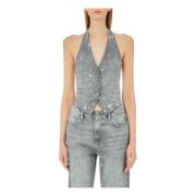 Liu Jo Denim Gilet Vest för Kvinnor Blue, Dam