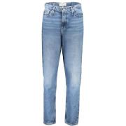 Calvin Klein Blå Mom Jeans med Broderi Blue, Dam