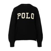 Ralph Lauren Svart Tröja Intarsia Pullover Black, Dam