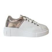 Valentino Vit Läder Sneaker Gunmetal Insats White, Dam