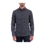 Armani Exchange Navy Micro Exagon Bomullsskjorta Gray, Herr