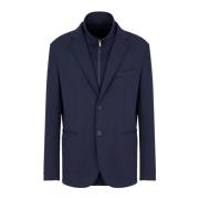 Armani Exchange Blå Jersey Blazer Knappstängning Blue, Herr