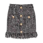 Balmain Fringed Tweed Kort Kjol Multicolor, Dam