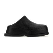 Alexander McQueen Wave Svart Läder Plattform Tofflor Black, Dam