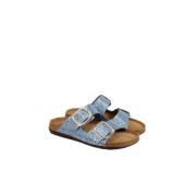 Rohde Läder Memory Gel Sandal Tofflor Blue, Dam