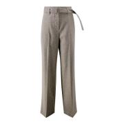 Brunello Cucinelli Herringbone Ullblandade Byxor Brun Brown, Dam