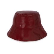 Msgm Bordeaux Bucket Hat Kvinna Broderad Logotyp Red, Dam