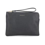 Coccinelle Svart läder Pochette med logoprägling Black, Dam