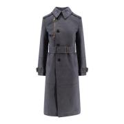 Burberry Bomullsblandning Trench med Rutig Foder Gray, Dam