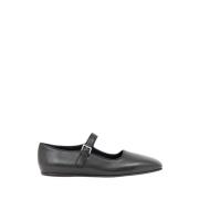 The Row Läder Ballerina Flats Rund Tå Rem Black, Dam