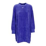 Nike Velour Klänning med Långärmad Crewneck Blue, Dam