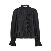 Co'Couture Volang Skjorta Antracit Blus Black, Dam