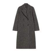 Max Mara Weekend Ull Tweed Dubbelknäppt Kappa med Bakre Slits Multicol...