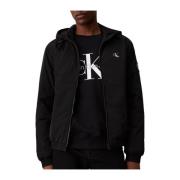 Calvin Klein Vadderad huva Harrington-jacka i svart Black, Herr