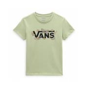 Vans Blommig Logga Bomull T-shirt Green, Dam