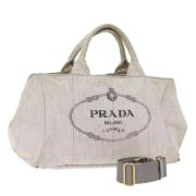 Prada Vintage Pre-owned Canvas prada-vskor Gray, Dam