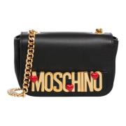 Moschino Stilig axelväska med magnetlås Black, Dam